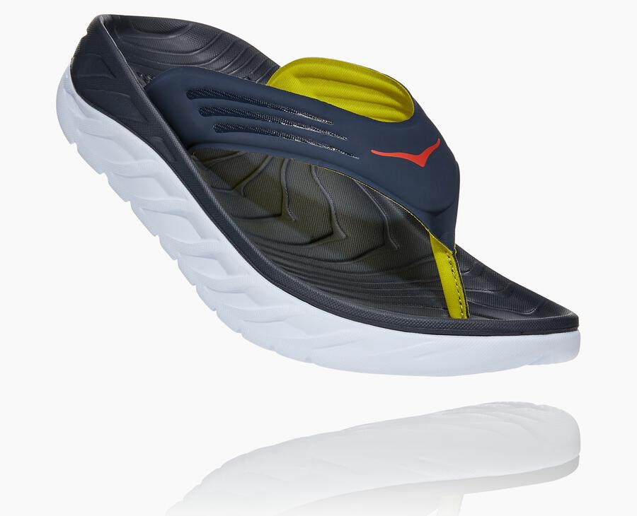 Hoka One One Sandalet Erkek Lacivert/Beyaz - Ora Recovery Flip - UP4739018